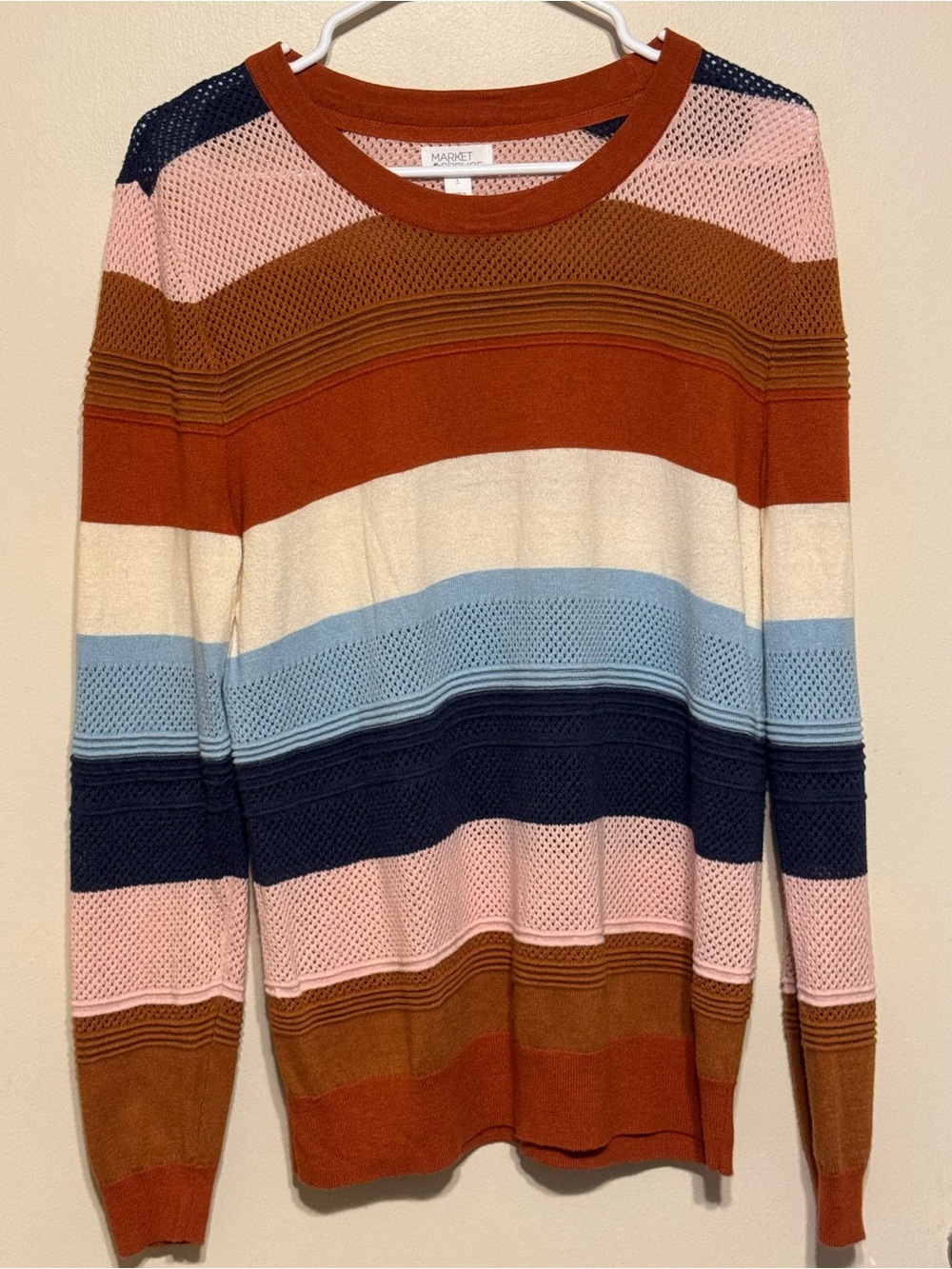 Market & Spruce Rowan Cotton Blend Colorblock Knit Top Cozy, Fall Staple, Boho